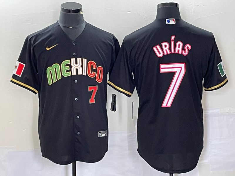 Men 2023 World Cub Mexico 7 Urias Black pink Nike MLB Jersey20
